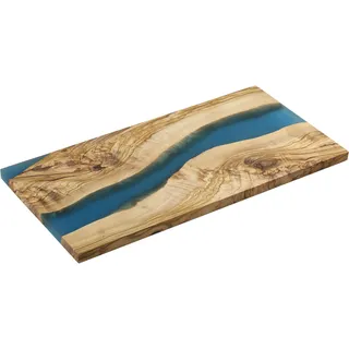 Zassenhaus Servierbrett blau aus Olivenholz & Harz, 45 x 22 x 1,5 cm, handgefertigtes Premium-Brett mit einzigartigem Design, ideal für stilvolles Servieren und Präsentieren von Speisen
