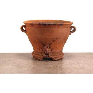 Palatina Werkstatt handgefertigte Terrakotta Schale Blumenkübel mit Henkel | Blumentopf für Garten Wohnung Terracotta Blumen (M)