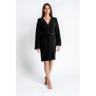 MY HOME Damenbademantel »Sina, ideal für Sauna & Spa, Hotelbademantel, Morgenmantel« 1 Stk. einfarbiger Bademantel, kurz, hoher Baumwollanteil, XS-4XL, schwarz