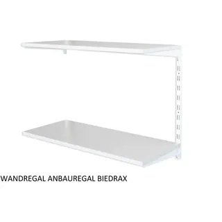 Biedrax Wandregal - Anbauregal 40 x 80 x 50 cm, Farbe weiss - 2 Fachboden grau