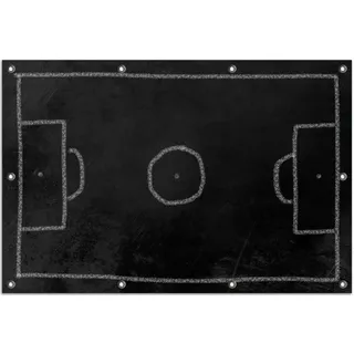 Wallario Outdoor-Poster für Garten oder Balkon, Motiv Fußballfeld aus Kreide, in ca. 80 x 120 cm - Schwarz