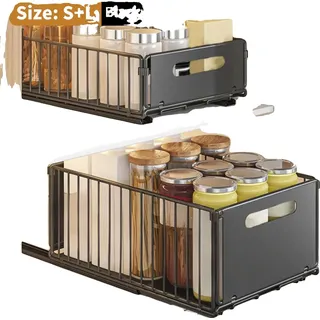 Küchenschrank-Organizer, zweistufiges Design, Schienen zum Gleiten, 1Stk Kurz + 1Stk Hoch