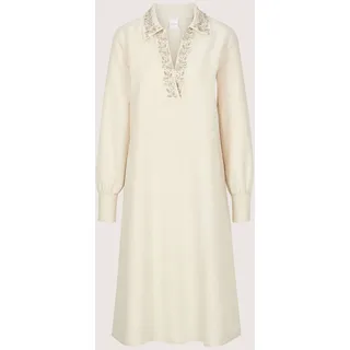Sommerkleid MADELEINE "Midikleid Viskosekleid mit Stäbchen-Pailletten", Damen, Gr. 36, N-Gr, silber (perlweiß, silberfarben), Obermaterial: 66% Viskose CV. 34% Leinen LI., Modern, figurumspielend, V-Ausschnitt, Kleider Sommerkleid, Stäbchen-Pailetten