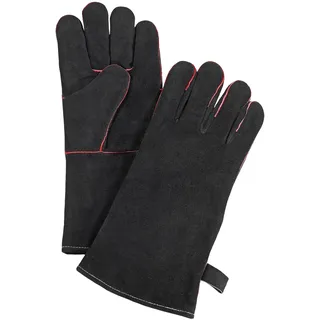 Küchenprofi BBQ Grillhandschuhe TEXAS, Hitzebeständig, Aus echtem rauen Leder, Zum Grillen, Kochen und Backen, Mit Aufhängelasche, Schwarze Kochhandschuhe, Größe XL/11