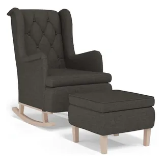 vidaXL Schaukelsessel mit Hocker Dunkelgrau Stoff