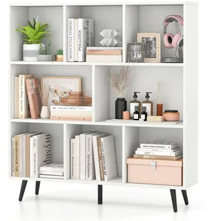 FANTASK 3 Etagen Bücherregal, Retro-Holzbücherregale Organizer mit Fächern, Würfelregal 107cm hoch für Wohnzimmer, Schlafzimmer, Büro (100cm)