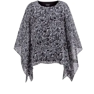 GOLDNER Satinbluse »Tunikbluse mit Chiffon-Überwurf, Print«, schwarz