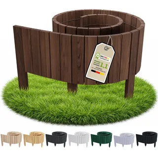 Floranica Beetumrandung Beeteinfassung 30 x 200 cm Braun Rasenkante Holz Gartenzaun Holzzaun flexibler Rollborder - Braun