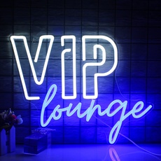 Wanxing VIP Lounge Neon Schild für Wanddekoration,VIP Neon Licht für Raumdekoration,VIP Neon Leuchtreklame mit USB-betrieben für Hotel,Club,Café,Bar,Büro,Einkaufszentrum,Spielzimmer (weiß&blau)