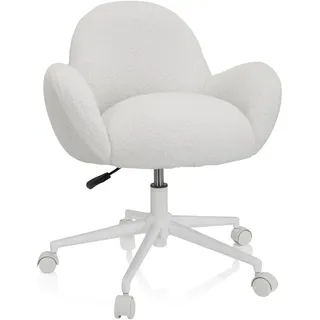 hjh OFFICE 719225 Kinder- und Jugenddrehstuhl aus Teddystoff Kid Teddy I Schreibtischstuhl höhenverstellbar, Weiß