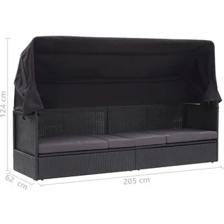 vidaXL Sofabett mit Sonnendach schwarz