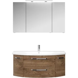 Saphir »Serie 4010 2-teilig Keramik-Waschtisch mit LED-Spiegelschrank«, (Set), Badezimmer Set 120,5 cm breit, inkl. Türdämpfer, 5 Türen, 2 Schubladen