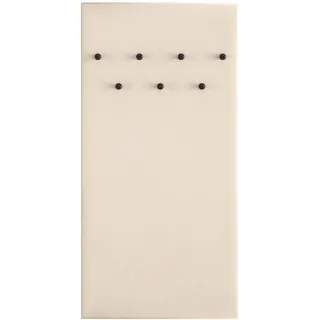 Selsey Gepolsterte Wandgarderobe Caletto Beige - 137x68cm - Mit 7 Stabilen Schwarzen Haken - Weiches Polster - Robustes Laminat - Wandgarderobe - Elegant & Funktional - Für Jacken Mäntel Taschen