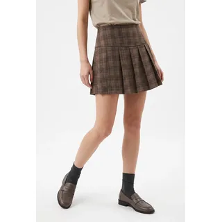 ONLY Minirock "ONLTARY CHECK PLEAT SKIRT TLR" Kunstfaser, Karo, Plissee-Falten, schwarz checks:braun