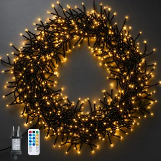 LEDYA Cluster Lichterkette Außen, Bunte Weihnachtslichterkette mit 8 Modi | Christbaumbeleuchtung für Innen Außen Garten Weihnachtsbaum Hochzeit