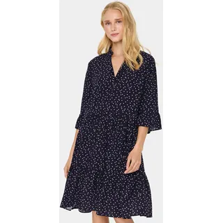 Saint Tropez Blusenkleid »EdaSZ Dress« Sommerkleid, Tunikakleid mit Volant und 3/4 Ärmel, blau