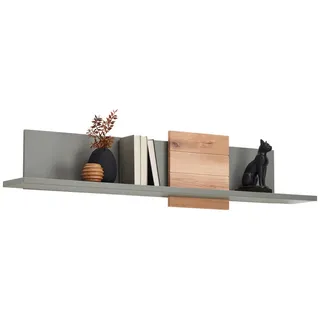 Stylife Wandboard , Grau, Eichefarben , Holzwerkstoff , 143x20x25 cm , Holzmöbel, Wohnwände Holz, Wohnwand Serien Holz
