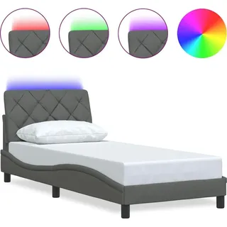 vidaXL Bettgestell mit LED ohne Matratze Dunkelgrau 80x200 cm Stoff - Grau
