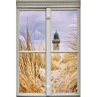 queence Wandsticker »Leuchtturm« Wandsticker, Wandbild, selbstklebend, 3D, Fenster, beige