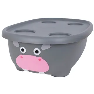 Prince Lionheart Tubimal® with Hammock | Baby- & Kleinkind-Badewanne mit Hängematte | Kleinkind-Komfort-Hängematte | Stopper| Box mit Deckel| 3 Stufen | Stapelbar| Baby Shower - Grau Nilpferd