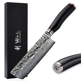 Wakoli EBO Damast Nakirimesser I 16,5 cm Klinge I schwarzer Eichenholzgriff