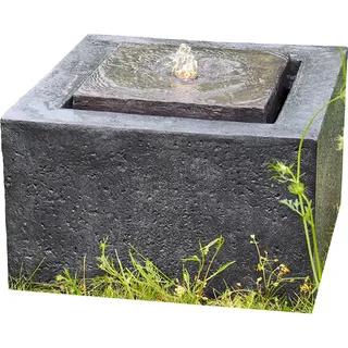 Granimex Wasserspiel Quader Polyresin Anthrazit 50 cm x 50 cm x 30 cm