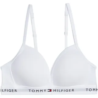 Triangel-BH, Mädchen, Gr. 140/146, N-Gr, weiß, Jersey, Obermaterial: 95% Baumwolle, 5% Elasthan, TOMMY HILFIGER UNDERWEAR, körpernah, BHs Triangel-BH, mit Logoschriftzug, Topseller