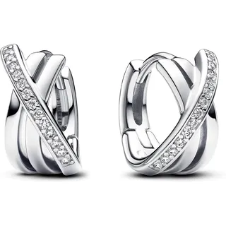 Pandora Creolen Überkreuztes Pavé Silber 293150C01