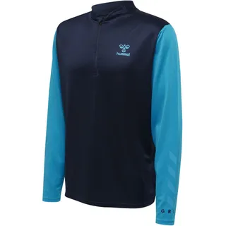 hummel Herren Hmlongrid 1/2 Zip Poly Sweatshirt, Marine/Atomic Blue, L