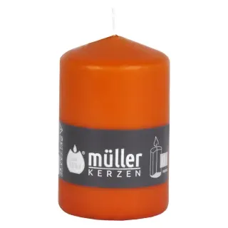 Müller Kerzen Stumpenkerze BSS, mandarin, Hochwertige Stumpenkerze mit integrierter Durchbrandsperre, 1 Packung = 6 Stück, (Ø x H): 70 x 110 mm