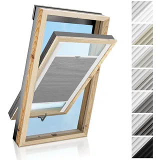 Estika Custom Dachfenster Thermo-Plissee - nach Maß - Premium Kollektion 7 Stofffarben - Breite 30-120 cm, Höhe 50-149 cm - Sonnenschutz Dachfenster, Dachfensterrollo, Verdunkelungsrollo