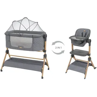 Kikkaboo Sleat Me 2 In 1 Beistellbett+hochstuhl - Grey - One Size