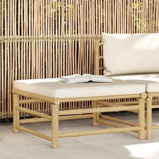 vidaXL Garten-Fußhocker mit Kissen Cremeweiß Bambus - Weiß