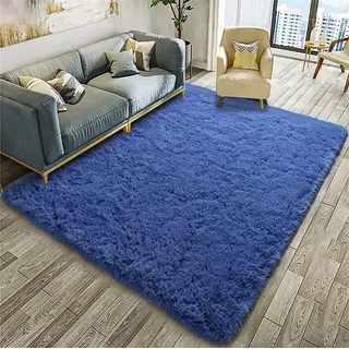 linyingdian Ultra Soft Indoor Modern Area Teppiche Flauschige Wohnzimmer Teppiche geeignet für Kinder Schlafzimmer Home Decor Kinderzimmer Teppiche (Blau, 120x200cm)