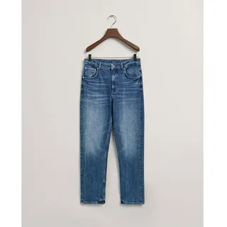 GANT Straight Cropped Fit Jeans Mid Blue Broken In 28