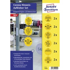 Bild Avery-Zweckform 49400 Hinweisschild Hygiene und Abstand Folie selbstklebend 12St.