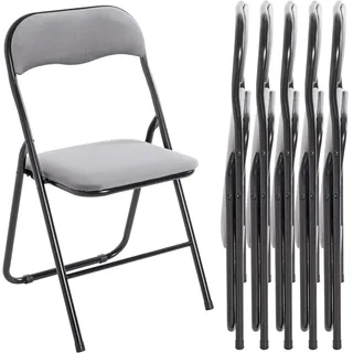Haku-Möbel Klappstuhl gepolstert grau/schwarz 6er Set