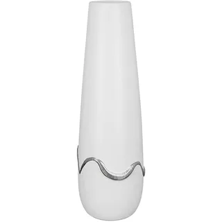 GILDE Deko Vase für Pampasgras - Keramikvase Kegelvase - Deko Wohnzimmer Geschenk für Frauen Geburtstag Muttertag - Farbe: Silber weiß mattHöhe 49 cm