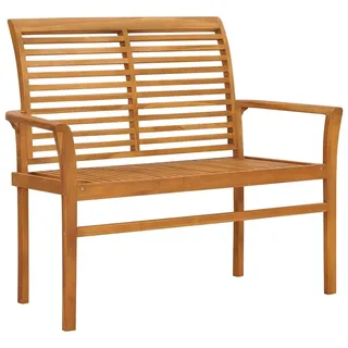 vidaXL Gartenbank mit Grüner Auflage 112 cm Massivholz Teak - Grün