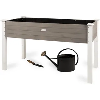 Wondermake Hochbeet aus Holz für Garten & Balkon, rechteckig mit Vlies-Folie , Weiß , 124x75x63 cm , Gartenzubehör, Hochbeete
