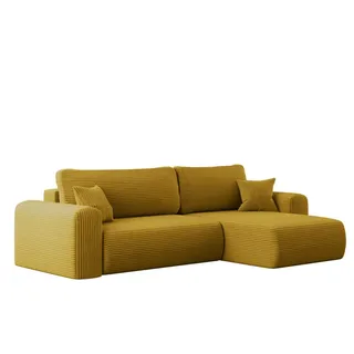 kaiser möbel Ecksofa mit Schlaffunktion L-förmiges Sofa Capri Stoff Poso Gelb Rechts