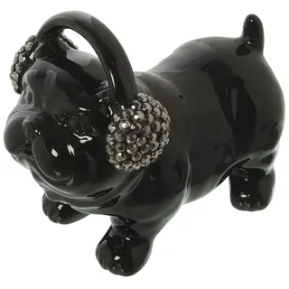 Alexandra House Living Dekorative Figur, Schwarz, Keramik, Hund, 17,5 x 10,5 x 15,5 cm, Spardose