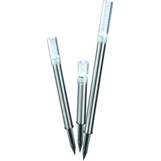 Esotec Solar LED Leuchtstäbe Trio Sticks, 3er Set, Luftblasen, Akku, Gartenstecker, Außenleuchte, Wegeleuchte, Gartenleuchte, Pfostenleuchte, kaltweiß, Edelstahl, Metall, IP44, outdoor, außen, 102600