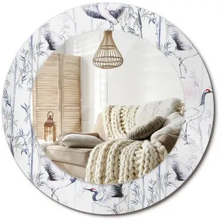 Wallfluent Spiegel Rund Ø 50 cm mit Aufdruck , Glas , 50x50x0.4 cm , Spiegel, Wandspiegel