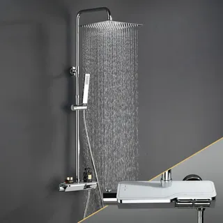 Görbach Regendusche Duschset mit Duscharmatur Chrom 3030CP