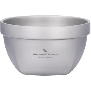 iBasingo 500ml Doppelwandige Titan Schüsseln Haferflocken Lebensmittel Reis Suppe Schüssel Ultraleichte Tragbare Geschirr Outdoor Camping Metall Schüssel Ti1161T