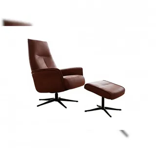 KAWOLA Relaxsessel Josiane Leder 78 x 107 x 87 cm Braun mit Hocker