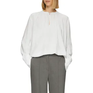 s.Oliver BLACK LABEL Langarmbluse mit leichter Raffung am Kragen, beige