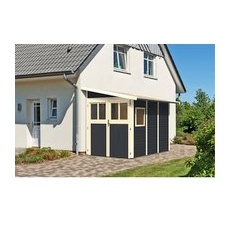 KARIBU Gartenhaus »Wandlitz 3«, Holz, BxHxT: 181 x 2300 x 268 cm (Außenmaße inkl. Dachüberstand) - grau