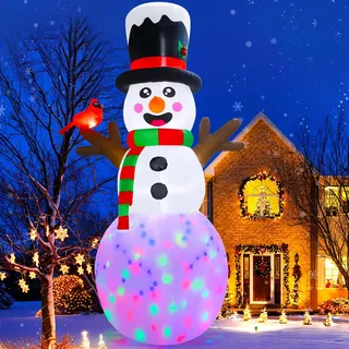 AerWo 360cm Aufblasbare Weihnachtsdeko, Schneemann deko außen weihnachtsdeko draußen mit Vogel und Rotierenden LEDs, Große Weihnachtsdeko Aufblasbar im Freien für Home Yard Garten Rasen